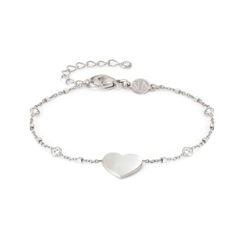 MESSAGGI D’AMORE bracelet, Heart, Stones Jewel with engraving symbol and white Cubic Zirconia