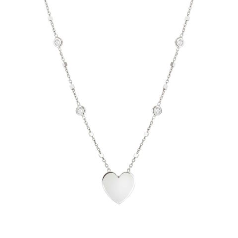 MESSAGGI D’AMORE necklace, Heart, Pearls Jewel for Her with white Cubic Zirconia, made to be personalised