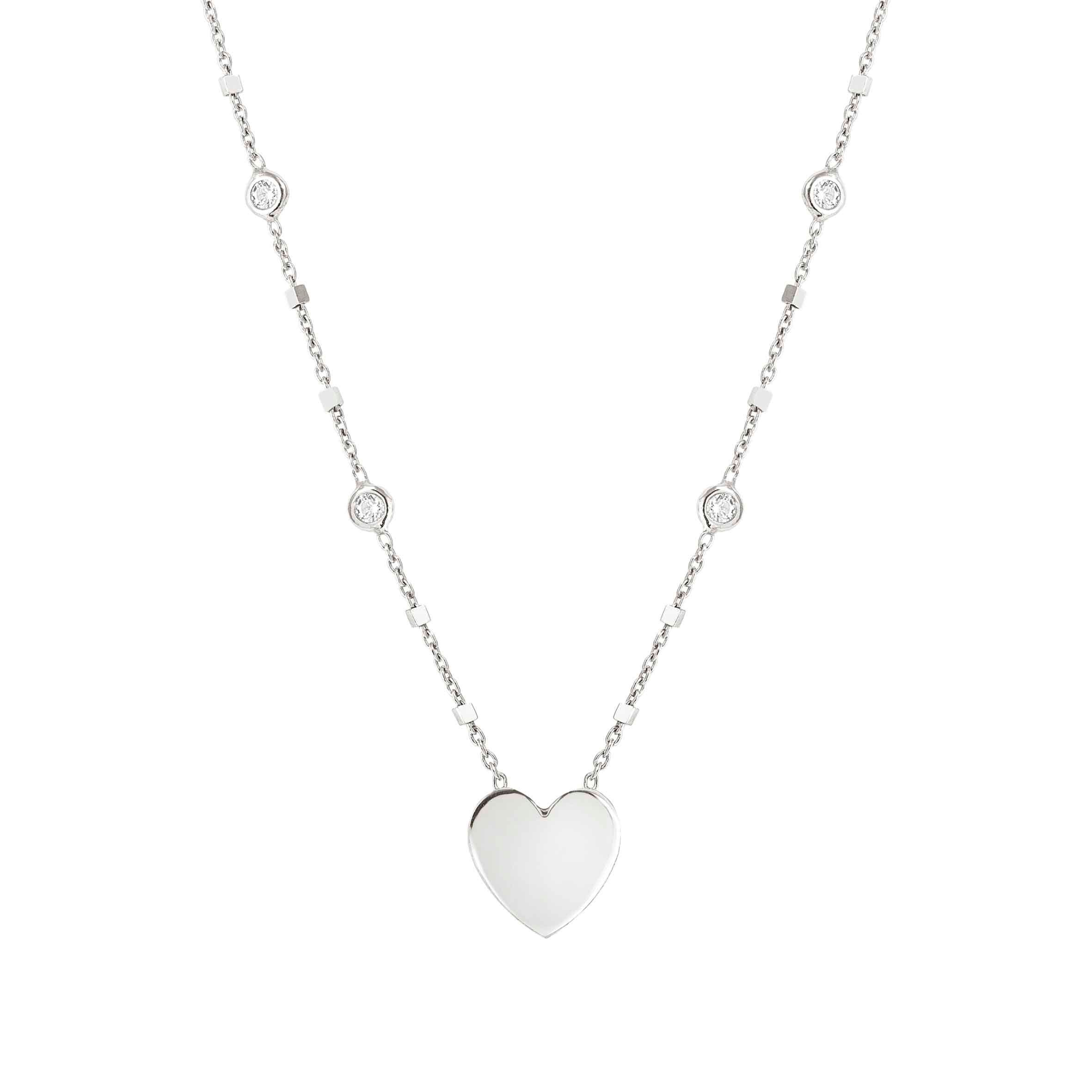 Nomination Collana Messaggi d'amore Cuore incidibile e Pietre bianche