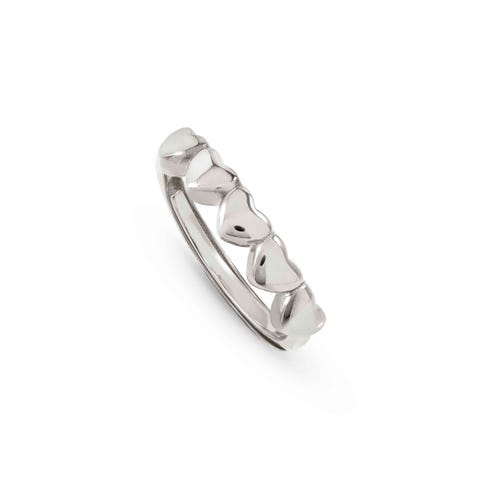 Armonica ring, Hearts Bracelet with white rhodium treated finish or yellow gold plated finish