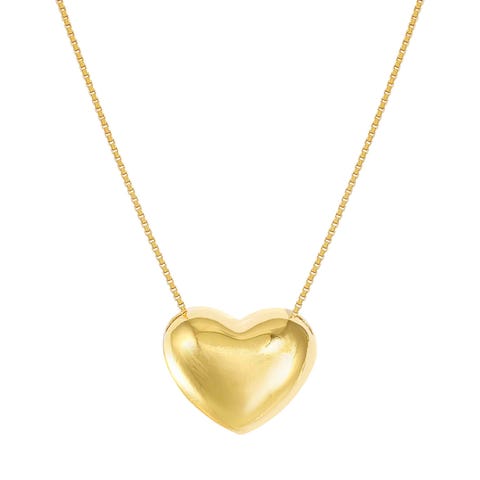 Armonica necklace, Heart, big Necklace with white rhodium treated finish or yellow gold plated finish