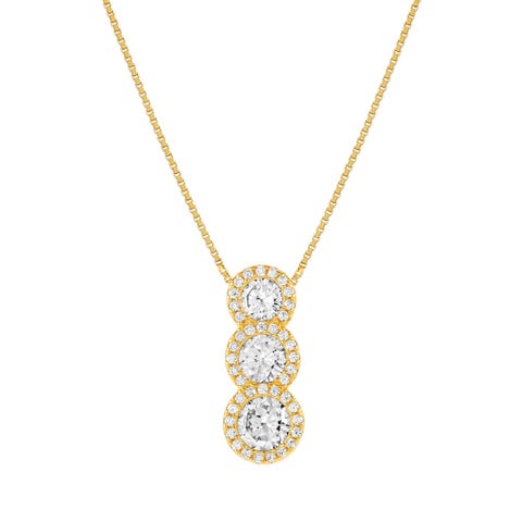 SEIDIVINA necklace, 3 Cubic Zirconia Sterling silver drop pendant necklace, 3 CZ