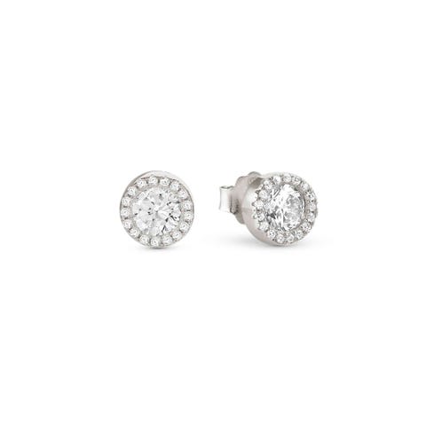SEIDIVINA earrings, silver, CZ Sterling silver earrings, round