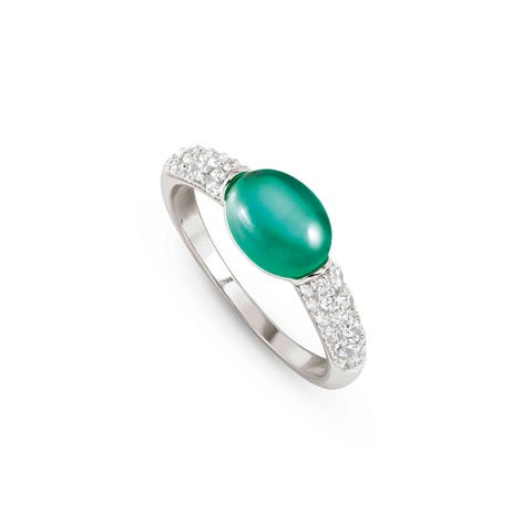 MyRadiance ring with coloured stones Sterling silver ring with white rhodium treated finish with Cubic Zirconia and coloured stone