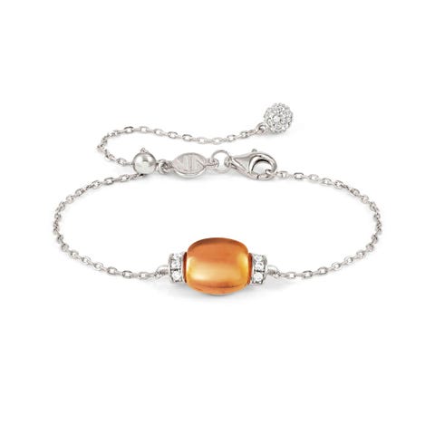 MyRadiance necklace, Ambra coloured stone Sterling silver bracelet with white rhodium treated finish with Paraiba Tourmaline coloured pendant