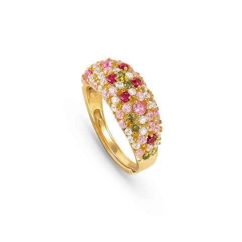 Mosaica ring, 50 coloured CZ Ring available with white rhodium treated finish, yellow gold plated finish or rose gold plated finish and stones