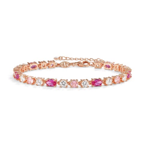 Sterling silver Mosaica bracelet, 24 coloured CZ Bracelet available with white rhodium treated finish, yellow gold plated finish or rose gold plated finish with stones