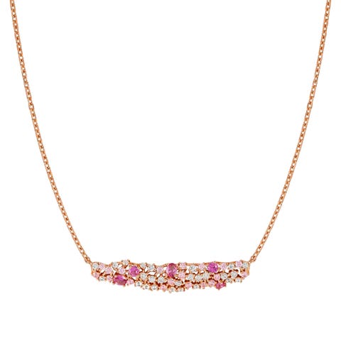 Mosaica necklace, Plaque pendant, coloured CZ Sterling silver necklace available also with white rhodium treated finish, yellow gold or rose gold plated finish