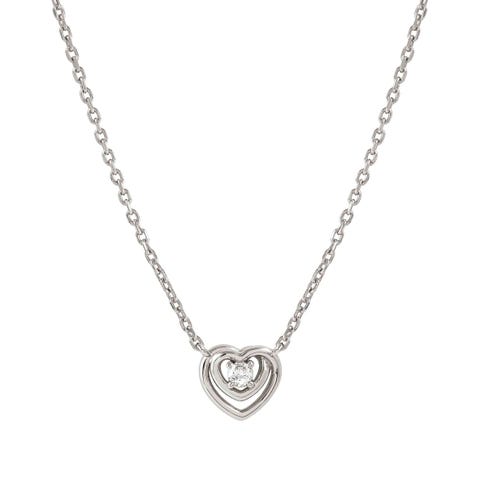 CosmicLove necklace in silver, small Hearts, CZ Sterling silver necklace with white rhodium treated finish or rose gold plated finish and CZ