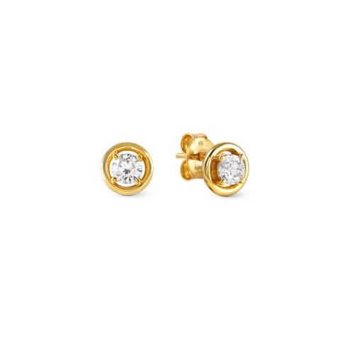 Ohrringe CosmicLove mit Ring mit Zirkonia besetzt Ohrringe in Silber mit Belag aus weißem Rhodium oder Gelbgold mit Cubic Zirkonia