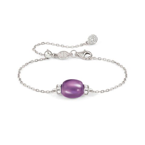 MyRadiance bracelet with Amethyst and White Topaz Bracelet with 51 White Topaz with semi-precious natural stone, Cabochon cut