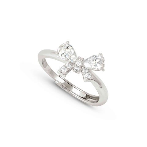 Shine Me Up ring, Gemstone Bow Adjustable sterling silver ring