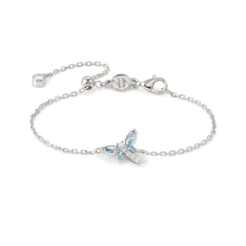 Shine Me Up bracelet, Blue Dragonfly Silver bracelet with Spring symbol and Cubic Zirconia