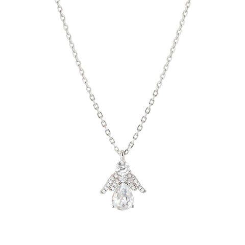 Shine Me Up necklace, Gemstone Angel Silver necklace with Cubic Zirconia symbol