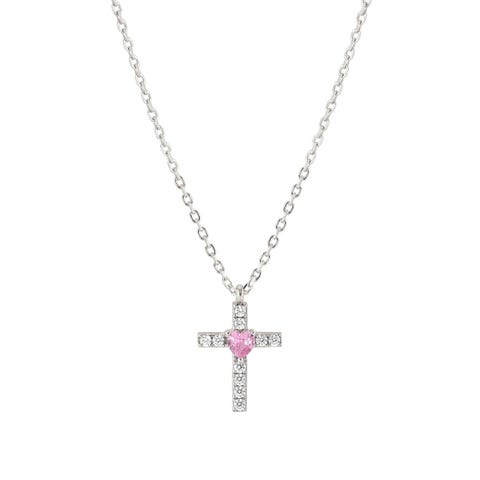 Shine Me Up necklace, Cross with CZ Silver necklace with religious symbol and Cubic Zirconia