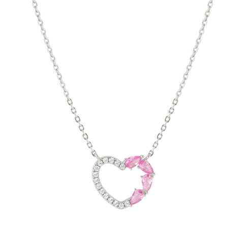 Shine Me Up necklace, Heart and CZ Romantic silver necklace with Cubic Zirconia