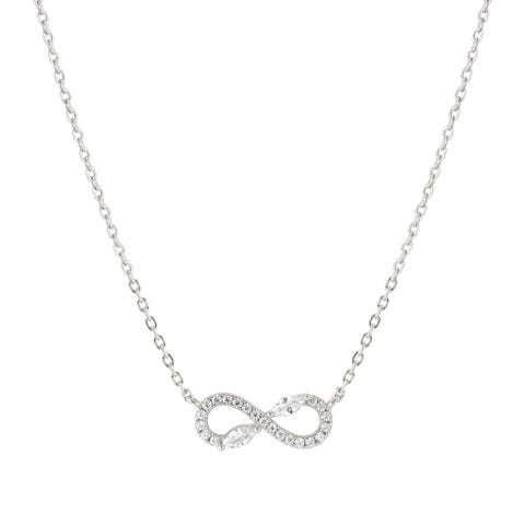Shine Me Up necklace, Infinity symbol with CZ Silver necklace with Cubic Zirconia