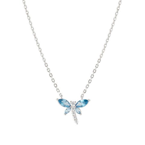 Shine Me Up necklace, Blue Dragonfly Necklace with decorative element in Cubic Zirconia