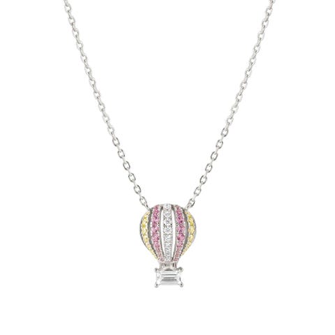 Shine Me Up necklace, Hot Air Balloon, coloured CZ Silver necklace with coloured Cubic Zirconia details