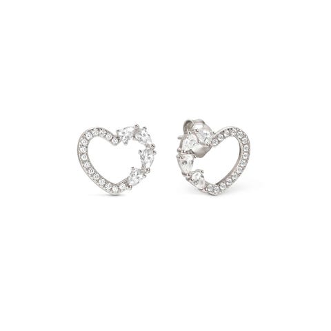 Shine Me Up earrings, Heart and CZ Sterling silver stud earrings