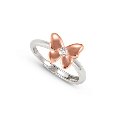 SweetMadame ring, Butterfly Sterling silver ring wtih Butterfly and White CZ