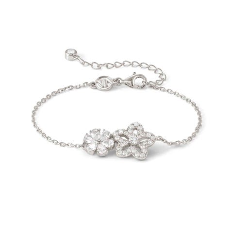 SweetMadame bracelet, Flowers with white Cubic Zirconia Sterling silver SweetMadame bracelet with White Cubic Zirconia