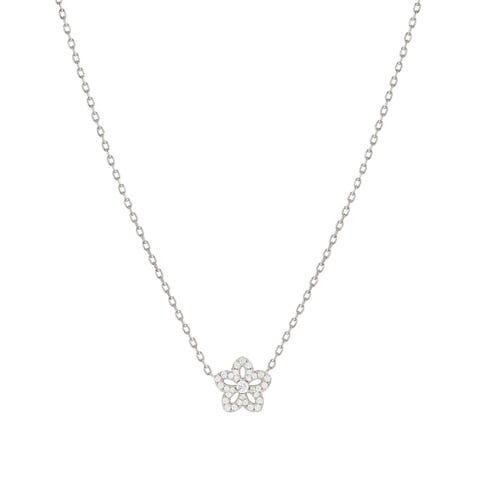 SweetMadame necklace, Flower, White Cubic Zirconia Sterling silver SweetMadame necklace with white rhodium treated finish and CZ