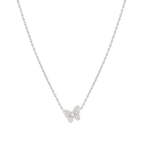 Halskette SweetMadame Schmetterling mit weißen Cubic Zirkonia Halskette SweetMadame in 925er Silber mit Pavé aus Cubic Zirkonia