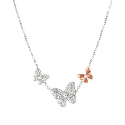 SweetMadame necklace, Butterflies, White Cubic Zirconia Sterling silver SweetMadame necklace with White Cubic Zirconia pavé