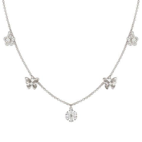 SweetMadam necklace, Flowers and Butterflies, with CZ Sterling silver SweetMadame necklace with pendant symbols and Cubic Zirconia