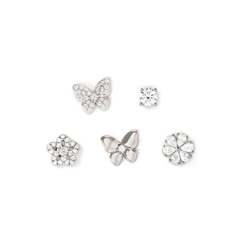SweetMadame silver earring set with CZ 5 SweetMadame single is earrings in sterling silver