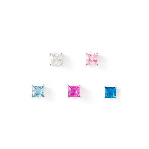 DayToNight Set of 5 silver earrings with CZ 5 DayToNight sterling silver earrings with coloured Cubic Zirconia