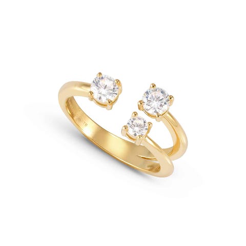 Fashion Era ring with 3 CZ Sterling silver ring with treated finish