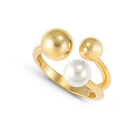 Fashion Era ring with pearl Sterling silver ring with Spheres and White shell pearl