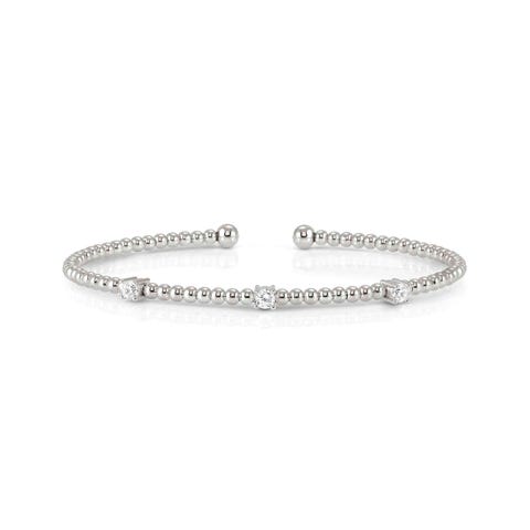 Fashion Era semi-rigid bracelet with 3 CZ Sterling silver bracelet with treated finish