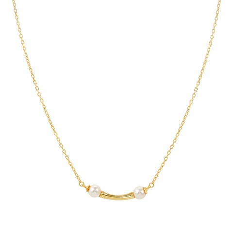 Fashion Era necklace with 2 pearls Sterling silver necklace with treated finish
