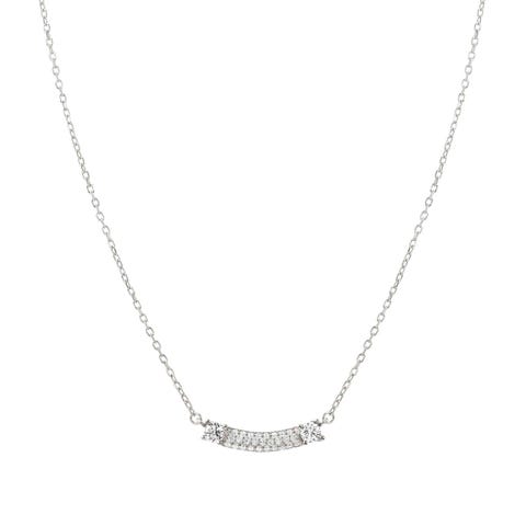 Fashion Era necklace with bar and CZ Sterling silver necklace with treated finish