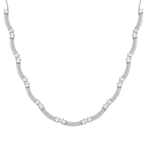 Collar Fashion Era Rodio Blanco y Pavé de Circonitas Collar en Plata 925 con acabado en Rodio blanco