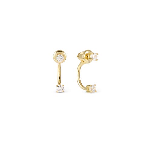 Fashion Era earrings 2 CZ, Small Body piercing style earrings, with treated finish and stones
