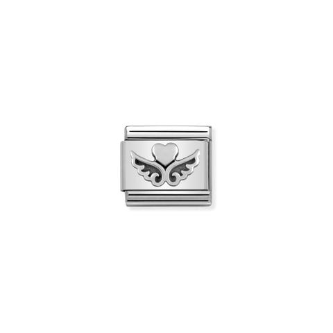 Composable Classic Link Silver Hearts with Wings Link in Sterling silver with Christmas symbol