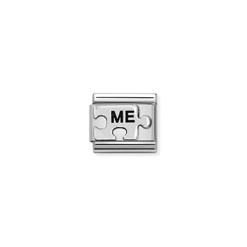 Composable Classic Link Puzzle ME Link mit Schrift in oxidierte Silber #oneformeoneforyou