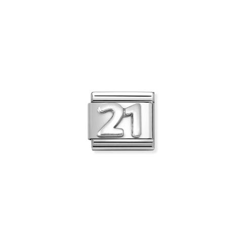 Link Composable Classic avec numéro 21 en argent Link en acier et argent avec numéro