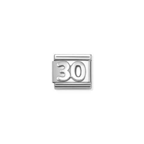 Composable Classic Link, number 30, silver Stainless steel Link with Number in sterling silver