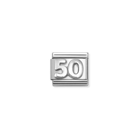 Composable Classic Link, number 50, silver Stainless steel Link with sterling silver Number