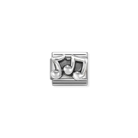 Composable Classic Link, Music Notes, sterling silver Stainless steel Link with decorations in sterling silver
