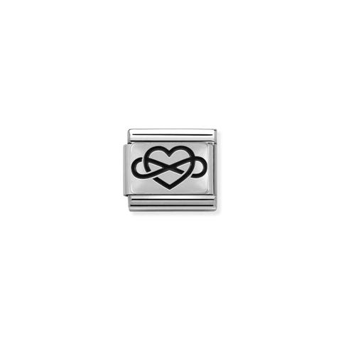 Link Composable Classic Plata Corazón Infinito Link en acero, Plata 925 y esmalte