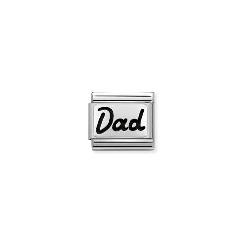 Composable Classic Link Silver Dad writing in Italics Sterling silver Link with Dad writing in italics