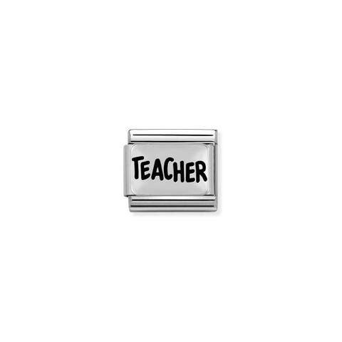 Link Composable Classic Teacher Link para pulsera de plata con mensaje