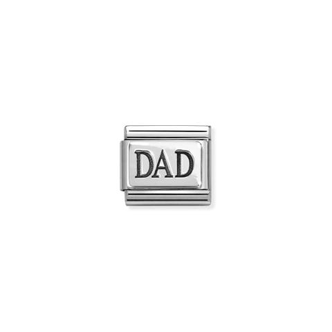 Link Composable Classic DAD Link avec le mot “papà” en acier et argent 925