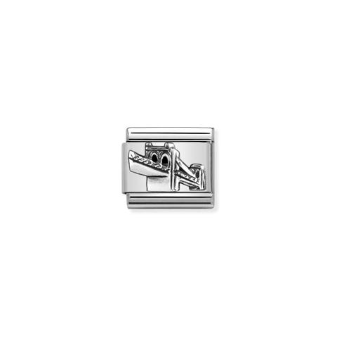 Link Composable Classic de plata Brooklyn Skyline Link en acero con Símbolo de los Estados Unidos de plata